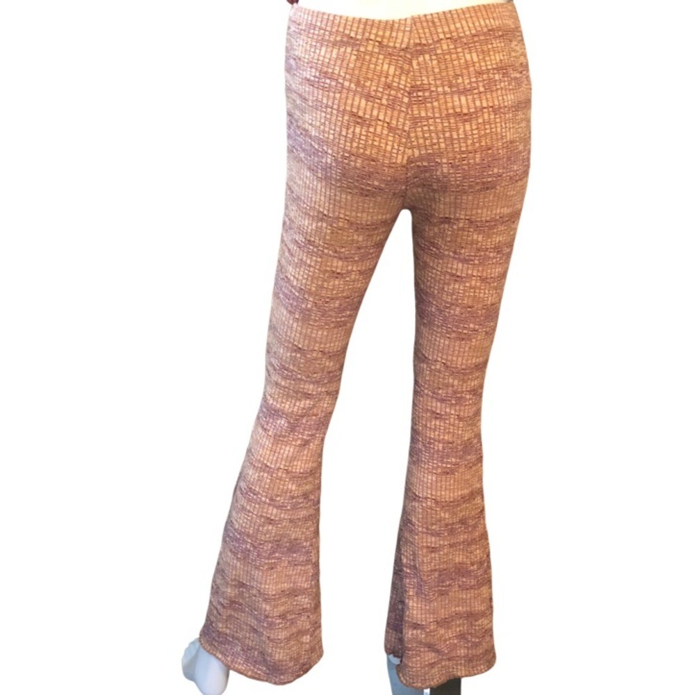 PULL AND BEAR Teen Large‎ Wide Flare Bell Botttom Ribbed Pants Multicolor Retro - Picture 10 of 10